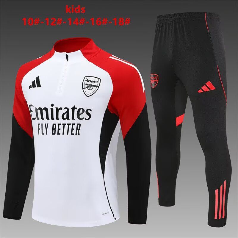 Kids Arsenal 25/26 Tracksuit - White/Red/Black